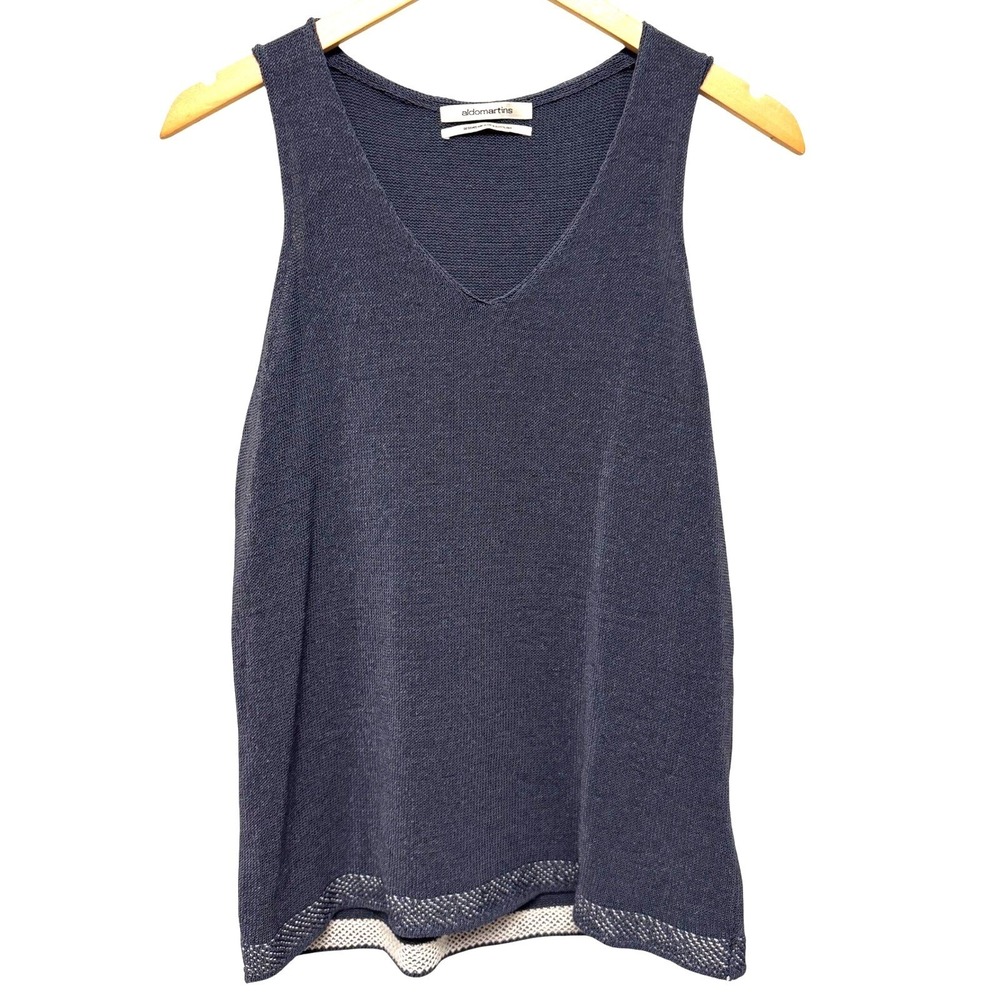 Aldomartins Womens‎ Top Charcoal Gray 12 Beachy Knit Tank V-Neck Sleeveless